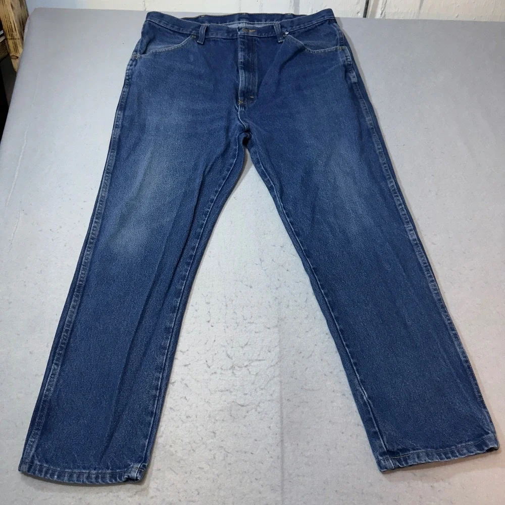 Rustler Mens Regular Fit Straight Leg Blue Denim Jeans 38x30 87619PW Medium Wash